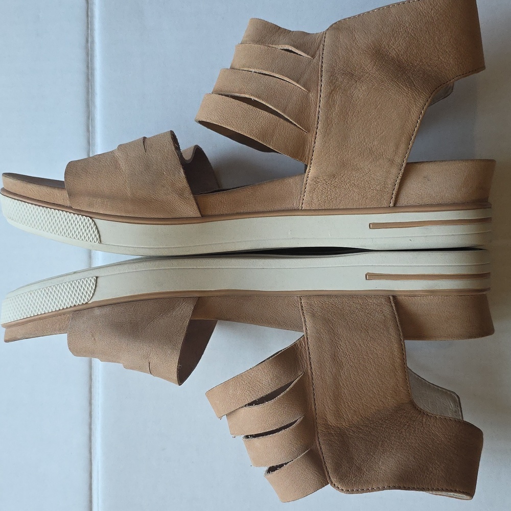 🌸Eileen Fisher | Tan Slice Tumbled Nubuck‎  Snqeaker Sandals Size 10 - Picture 9 of 12